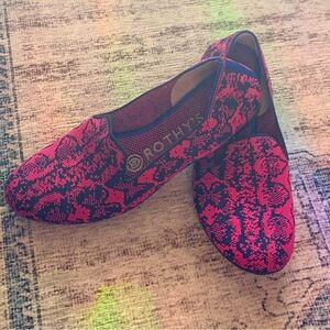 Rothy's Pink and Black Floral Flats